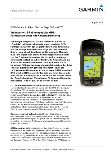 PRESSEINFORMATION Weltneuheit: SRM-kompatibler GPS ...