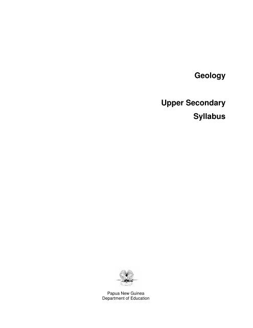 Geology Upper Secondary Syllabus - Department of Education