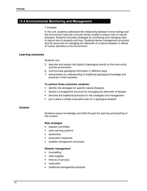 Geology Upper Secondary Syllabus - Department of Education