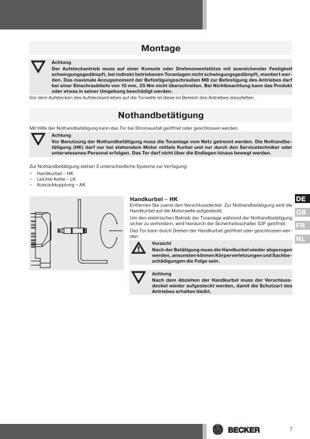 A35AE FU-A60AE FU Bedienungsanleitung Aufsteckantriebe ...