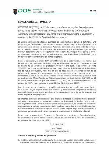 DECRETO 113/2009, de 21 de mayo - ConsejerÃ­a de Fomento