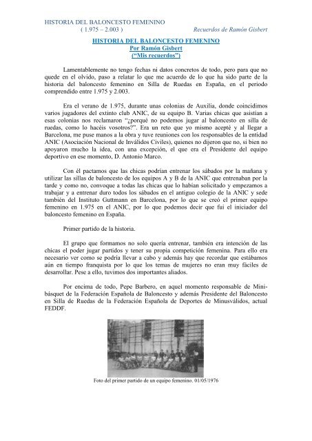 Mono Desacuerdo Ajustamiento historia de baloncesto femenino - Federación Española de Deportes ... Mono Desacuerdo Ajustamiento historia de baloncesto femenino - Federación Española de Deportes ...
