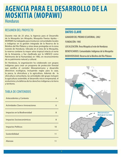 agencia para el desarrollo de la moskitia (mopawi) - Equator Initiative