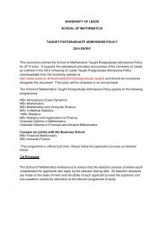 Admissions policy - School of Mathematics - University of Leeds