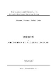 Esercizi di Geometria ed Algebra