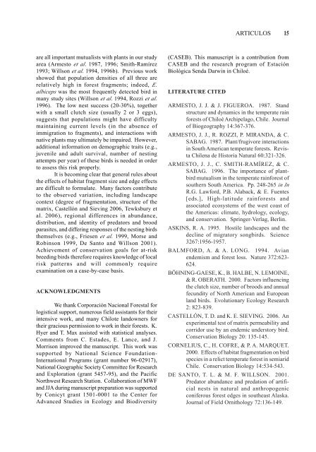 BoletÃƒÂ­n Chileno de OrnitologÃƒÂ­a - Wildlife Ecology and Conservation ...