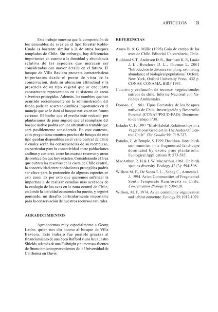 BoletÃƒÂ­n Chileno de OrnitologÃƒÂ­a - Wildlife Ecology and Conservation ...