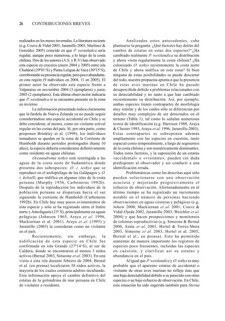 BoletÃƒÂ­n Chileno de OrnitologÃƒÂ­a - Wildlife Ecology and Conservation ...