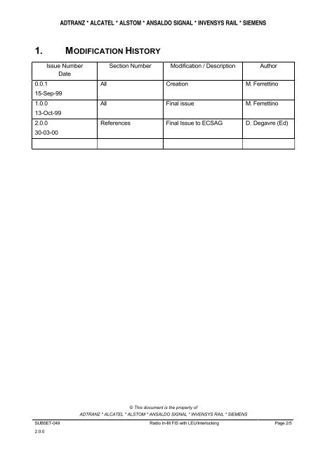 Radio In-fill FIS with LEU/Interlocking