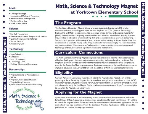 YES Magnet Program Brochure - York County Schools