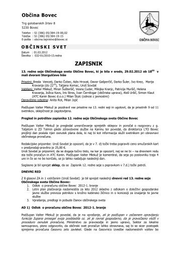 ZAPISNIK 13.redne seje 29.02.2012.pdf - Občina Bovec