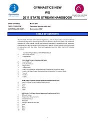 GYMNASTICS NSW WG 2011 STATE STREAM HANDBOOK