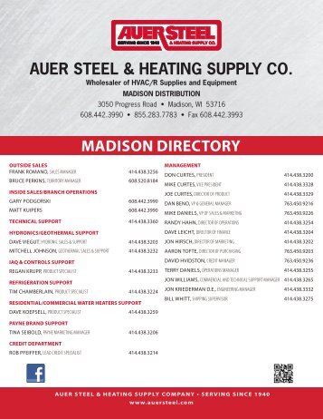 MADISON DIRECTORY - Auer Steel & Heating Supply Co.