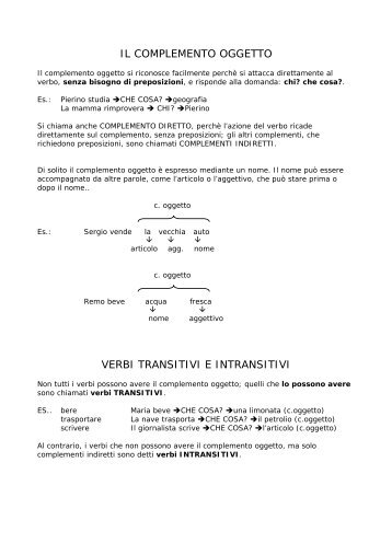 Complemento oggetto e transitivitÃ  - Maestra Sabry