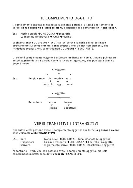 Complemento oggetto e transitivitÃ  - Maestra Sabry