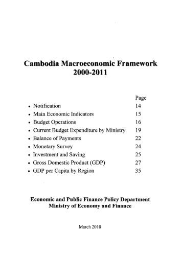 Cambodia Macroeconomic Framework