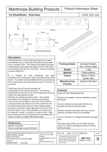 GPD-1000 1m SmartDrain: Product Overview