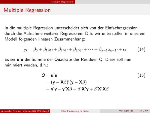Eine EinfÃƒÂ¼hrung in Stata - Regressionsanalyse - UniversitÃƒÂ¤t WÃƒÂ¼rzburg