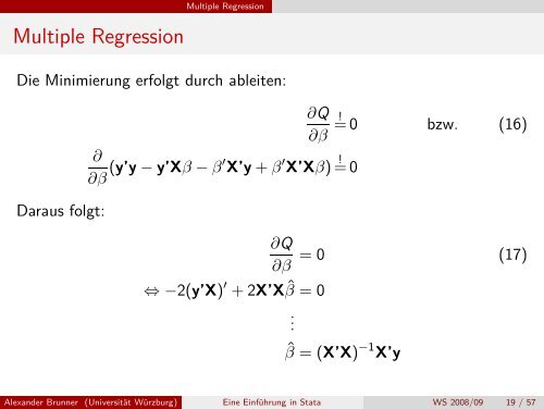 Eine EinfÃƒÂ¼hrung in Stata - Regressionsanalyse - UniversitÃƒÂ¤t WÃƒÂ¼rzburg