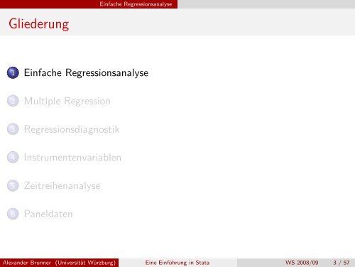 Eine EinfÃƒÂ¼hrung in Stata - Regressionsanalyse - UniversitÃƒÂ¤t WÃƒÂ¼rzburg