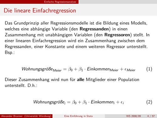 Eine EinfÃƒÂ¼hrung in Stata - Regressionsanalyse - UniversitÃƒÂ¤t WÃƒÂ¼rzburg