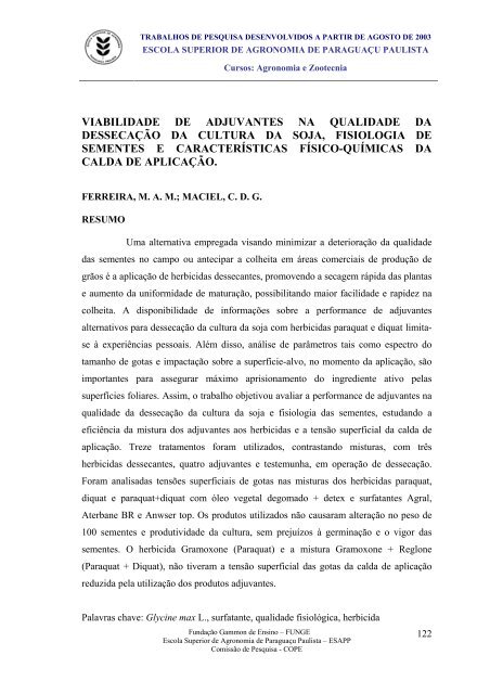 2Âº semestre letivo de 2003 - funge - FundaÃ§Ã£o Gammon de Ensino