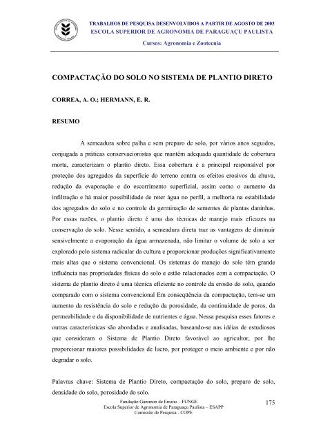 2Âº semestre letivo de 2003 - funge - FundaÃ§Ã£o Gammon de Ensino