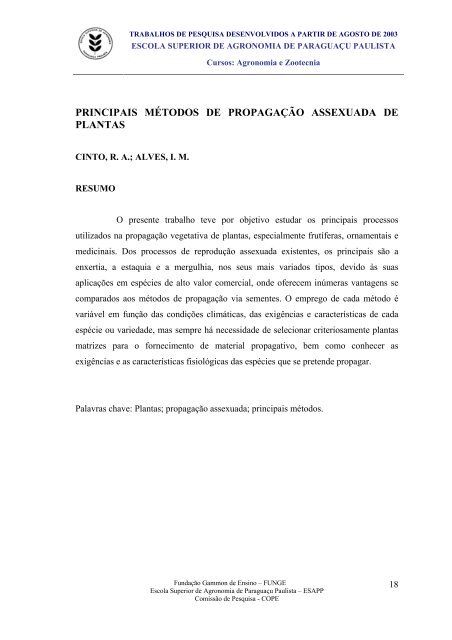 2Âº semestre letivo de 2003 - funge - FundaÃ§Ã£o Gammon de Ensino