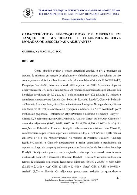 2Âº semestre letivo de 2003 - funge - FundaÃ§Ã£o Gammon de Ensino