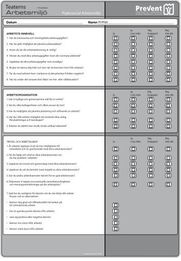 Checklista - psykosocial arbetsmiljÃ¶ - Prevent