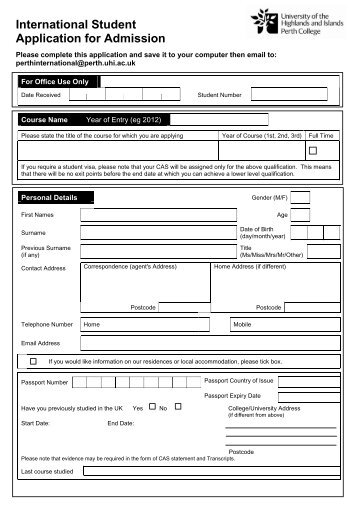 application form 2012 - Perth College