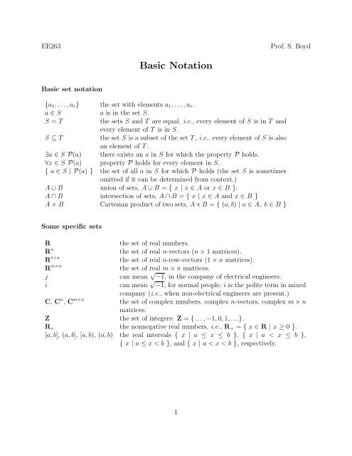 Basic Notation - Stanford Engineering Everywhere