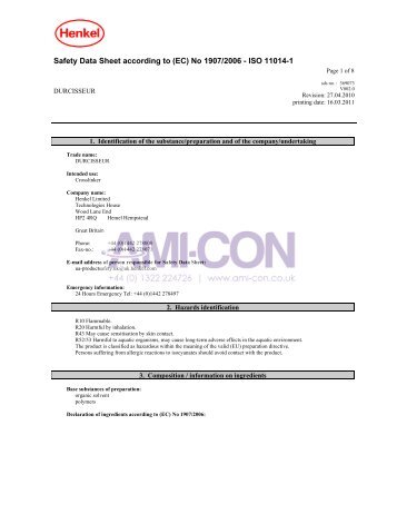 Safety Data Sheet according to (EC) No 1907/2006 - ISO ... - AMI-CON