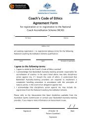 Coach's Code of Ethics Agreement Form - Basketball Australia