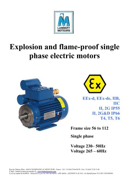 Explosion and flame-proof single phase electric motors - LAMBERT ...