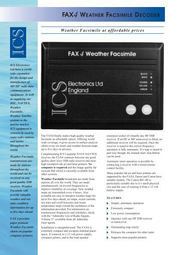 FAX4 WEATHER FACSIMILE DECODER - ICS Electronics Ltd