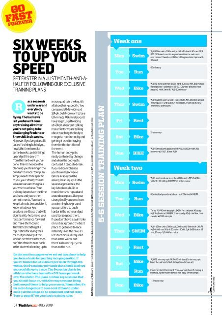 SIX WEEKS TO UP YOUR SPEED - TriRadar.com