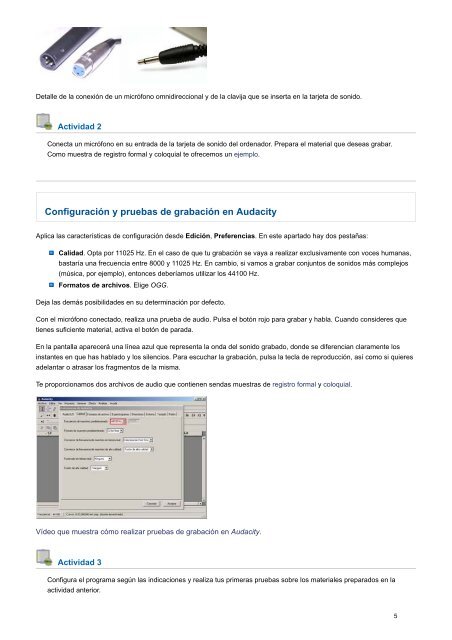 Los textos narrativos y las variedades de la lengua. Audacity ...