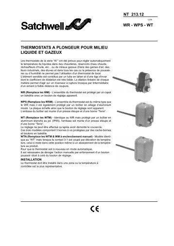 nt 213.12 wr - wps - wt thermostats a plongeur pour milieu ... - Xref