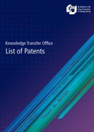 List of Patents - City University of Hong Kong