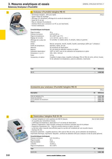 3. Mesures analytiques et essais - Wenk Lab Tec