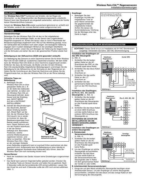 Wireless Rain-Clikâ¢ Regensensoren ... - Hunter Industries