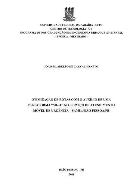 Monografia Joo Neto - CT-UFPB - Universidade Federal da Paraíba