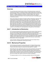 REC Semester 2 Unit Overviews Overview Unit 7 - Intelitek Downloads