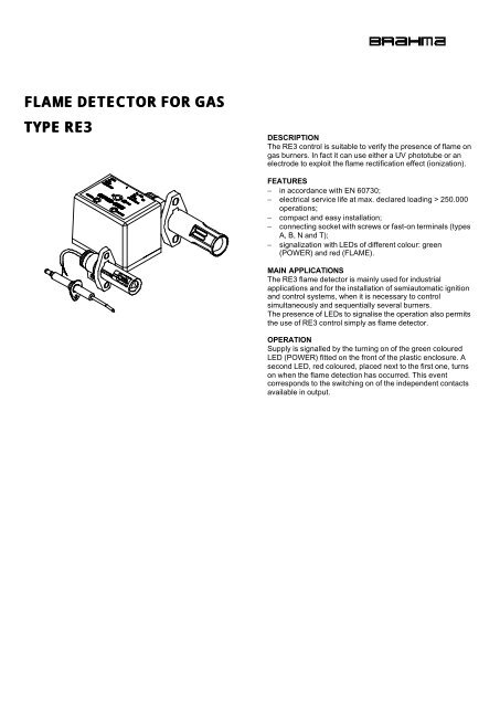 flame detector for gas type re3 - System Control Engineering