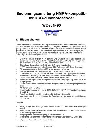 Betriebsanleitung und Schaltung WDecN-90 - Bahn-in-Haan.de