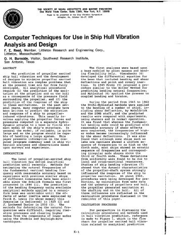 Computer Techniques for Use in Ship Hull Vibration Analysis and ...