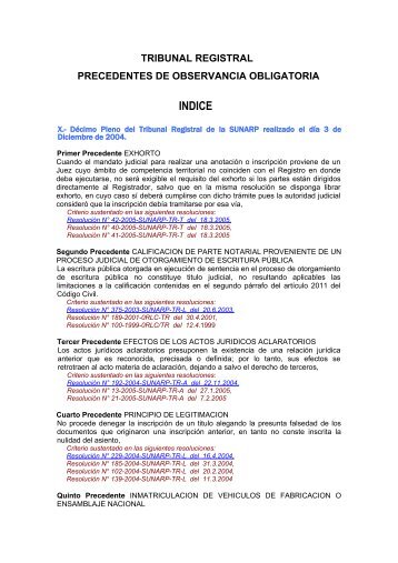 DÃ©cimo Pleno del Tribunal Registral de la SUNARP.