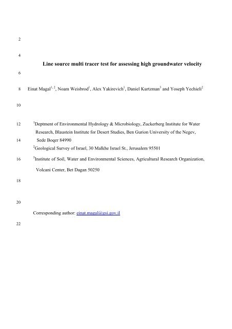 Line source multi tracer test for assessing high groundwater velocity