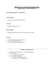PRECLINICAL FIXED PROSTHODONTICS – CLASS OF 2001